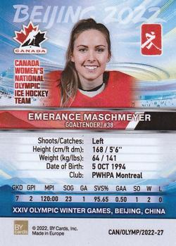2022 BY Cards Beijing Olympics (Unlicensed) #CAN/OLYMP/2022-27 Emerance Maschmeyer Back
