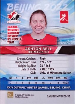 2022 BY Cards Beijing Olympics (Unlicensed) #CAN/OLYMP/2022-32 Ashton Bell Back