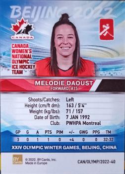 2022 BY Cards Beijing Olympics (Unlicensed) #CAN/OLYMP/2022-40 Melodie Daoust Back