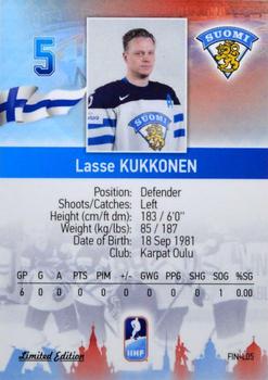 2016 BY Cards IIHF World Championship (Unlicensed) - Silver Medal Winner #FIN-L05 Lasse Kukkonen Back
