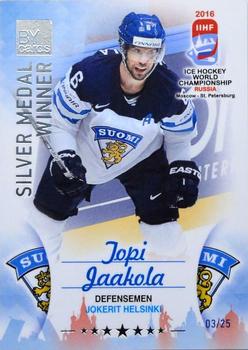 2016 BY Cards IIHF World Championship (Unlicensed) - Silver Medal Winner #FIN-L06 Topi Jaakola Front