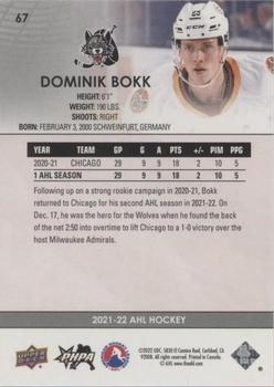 2021-22 Upper Deck AHL - Blue #67 Dominik Bokk Back