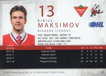 2018-19 Extreme Niagara IceDogs (OHL) Autographs #8 Kirill Maksimov Back