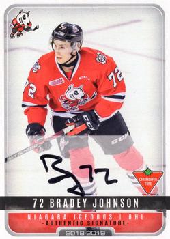 2018-19 Extreme Niagara IceDogs (OHL) Autographs #22 Bradey Johnson Front