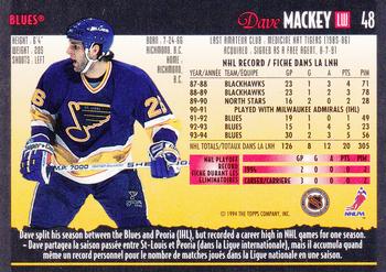 1994-95 O-Pee-Chee Premier #48 Dave Mackey Back