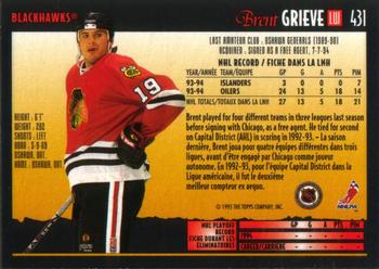 1994-95 O-Pee-Chee Premier #431 Brent Grieve Back