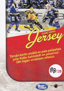 2009-10 Cardset Finland - Game Worn Jerseys Exchange #NNO Kalle Sahlstedt Back