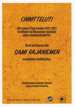 2022-23 Cardset Finland - Signature #NNO Sami Rajaniemi Back