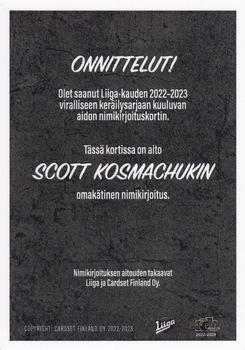 2022-23 Cardset Finland - Signature #NNO Scott Kosmachuk Back