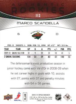 2010-11 SP Game Used #112 Marco Scandella  Back