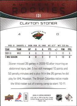2010-11 SP Game Used #121 Clayton Stoner  Back