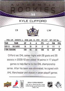 2010-11 SP Game Used #166 Kyle Clifford  Back