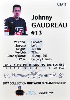 2016-17 AMPIR IIHF World Championship #USA13 Johnny Gaudreau Back
