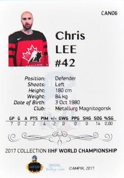2016-17 AMPIR IIHF World Championship #CAN06 Chris Lee Back