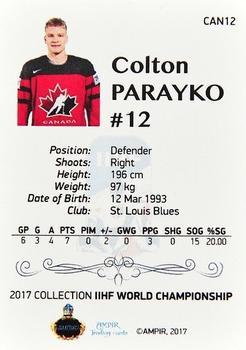 2016-17 AMPIR IIHF World Championship #CAN12 Colton Parayko Back