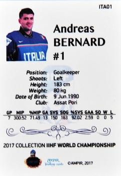 2016-17 AMPIR IIHF World Championship #ITA01 Andreas Bernard Back