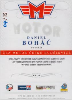 2014-15 CEZ Motor Ceske Budejovice - Signature #CB-18 Daniel Bohac Back