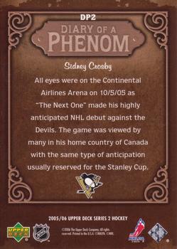 2005-06 Upper Deck - Diary of a Phenom #DP2 Sidney Crosby Back