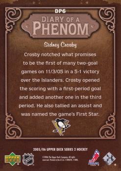 2005-06 Upper Deck - Diary of a Phenom #DP6 Sidney Crosby Back