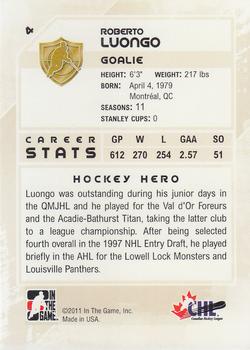 2010-11 In The Game Heroes and Prospects #4 Roberto Luongo Back