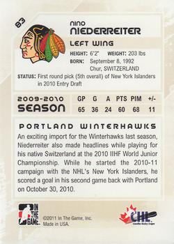 2010-11 In The Game Heroes and Prospects #83 Nino Niederreiter Back