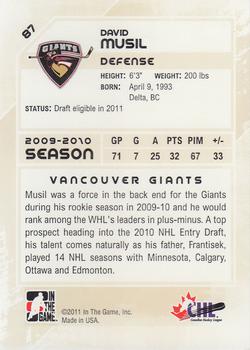 2010-11 In The Game Heroes and Prospects #87 David Musil Back