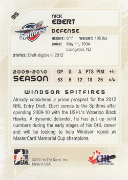 2010-11 In The Game Heroes and Prospects #95 Nick Ebert Back