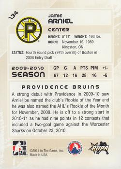 2010-11 In The Game Heroes and Prospects #134 Jamie Arniel Back