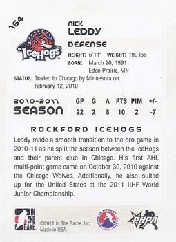 2010-11 In The Game Heroes and Prospects #164 Nick Leddy Back