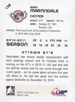2010-11 In The Game Heroes and Prospects #172 Ryan Martindale Back