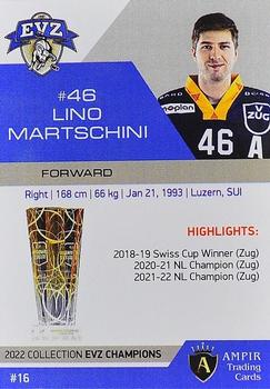 2021-22 AMPIR EV Zug Champions #16 Lino Martschini Back