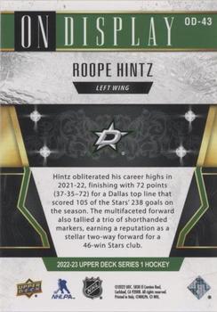 2022-23 Upper Deck - On Display #OD-43 Roope Hintz Back