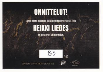 2022-23 Cardset Finland - Patch Series 2 Exchange #PATCH2 Heikki Liedes Back