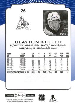 2022-23 O-Pee-Chee - Blue Border #26 Clayton Keller Back