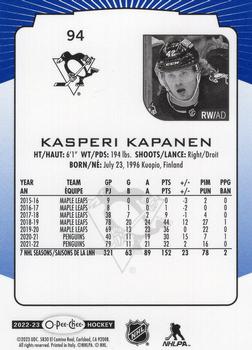 2022-23 O-Pee-Chee - Blue Border #94 Kasperi Kapanen Back