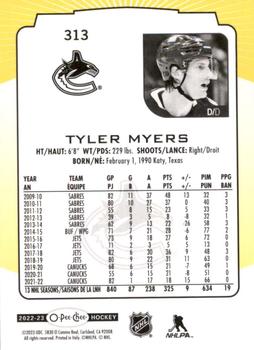 2022-23 O-Pee-Chee - Yellow Border #313 Tyler Myers Back
