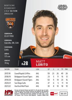 2022-23 Playercards (DEL) #373 Matt Lorito Back