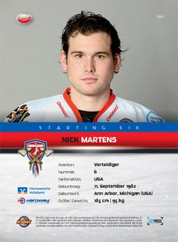 2009-10 Hannover Indians Playercards - Starting Six #SS02 Nick Martens Back
