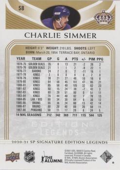 2020-21 SP Signature Edition Legends - Gold Foil #58 Charlie Simmer Back