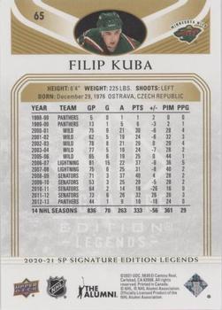 2020-21 SP Signature Edition Legends - Gold Foil #65 Filip Kuba Back