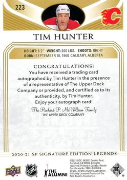 2020-21 SP Signature Edition Legends - Gold Spectrum Foil Autographs #223 Tim Hunter Back