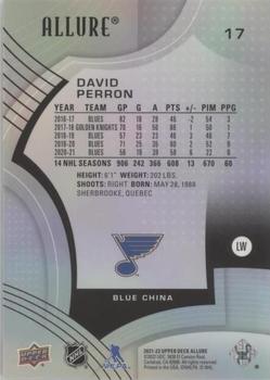 2021-22 Upper Deck Allure - Blue China #17 David Perron Back