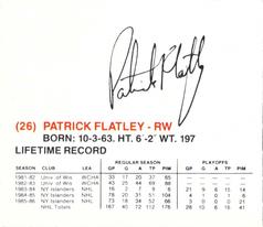 1986-87 New York Islanders #NNO Patrick Flatley Back