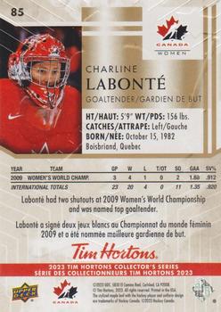2023 Upper Deck Tim Hortons Legends #85 Charline Labonté Back