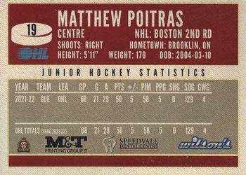 2022-23 Guelph Storm (OHL) #NNO Matthew Poitras Back