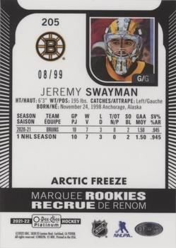 2021-22 O-Pee-Chee Platinum - Arctic Freeze #205 Jeremy Swayman Back