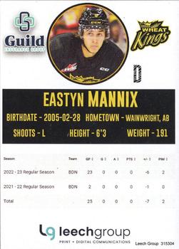 2022-23 Brandon Wheat Kings (WHL) #NNO Eastyn Mannix Back