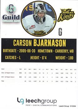 2022-23 Brandon Wheat Kings (WHL) #NNO Carson Bjarnason Back