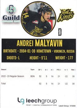 2022-23 Brandon Wheat Kings (WHL) #NNO Andrei Malyavin Back