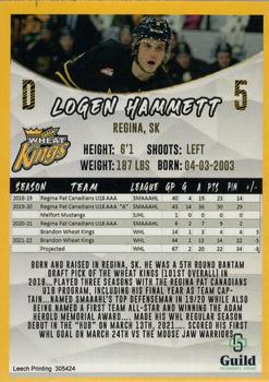 2021-22 Brandon Wheat Kings (WHL) #NNO Logen Hammett Back